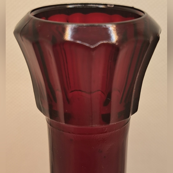 Vintage WHEATON MCM Ruby Red Bullseye 9" Glass Bud Vase Personally Engraved - Picture 8 of 11